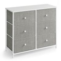 Cómoda de estilo industrial con 6 cajones de tela, armario de almacenamiento con marco de acero y tapa de madera, ideal para dormitorio y pasillo, disponible en varios colores, 30x80x71 cm - details 14
