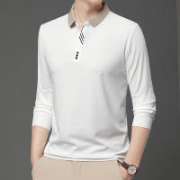 Camisa Polo Para Hombre De Color Sólido Casual Manga Larga Transpirable Cómoda Versátil Top Moda Negocios - details 14