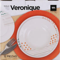 MAXHOME-Vajilla redonda 12 piezas veronique md,    ○ Plato para Postre x 4 (Ø 19 cm)    ○ Plato Llano x 4 (Ø 24 cm)    ○ Plato Hondo x 4 (Ø 21,5 cm) - details 3