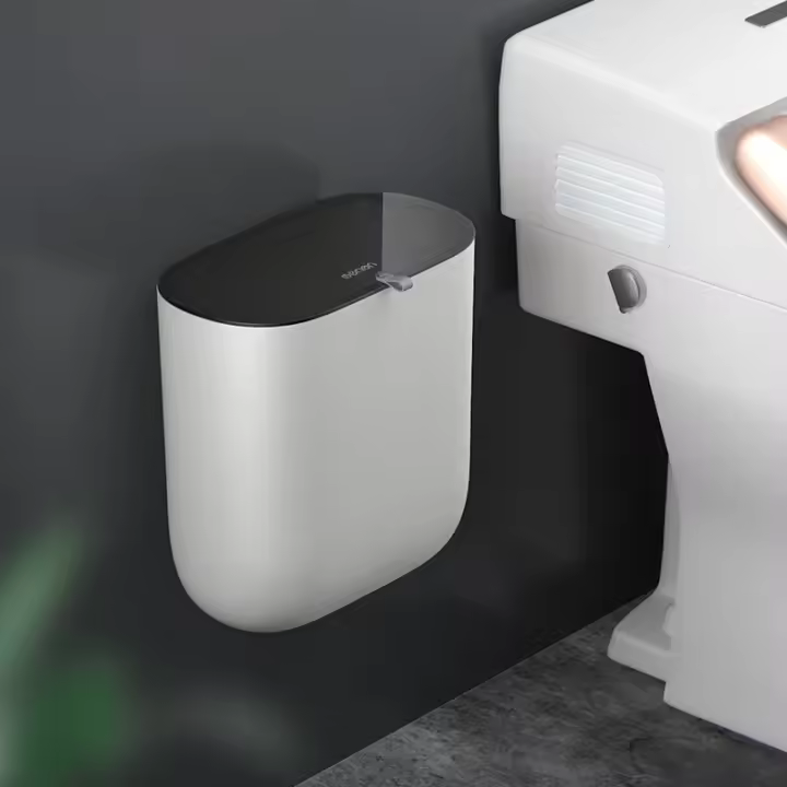 Bandeja De Basura Montada En La Pared Con Tapa 10L Caja De Basura Colgante Para Cocina Y Baño Ecológica De Plástico - 1