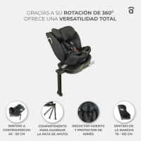 Asalvo Silla de Auto Tolkien i‑Size 40–150 cm – Fácil de instalar ISOFIX con Pata de Apoyo,, 360° Rotación, Contramarcha Prolongada, Reclinable y Textil Lavable - details 1
