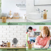 Soporte Para Cepillo De Dientes De Bambú Organizador De Baño Y Cocina Almacenamiento De Palillos Drenaje Eficiente - details 6