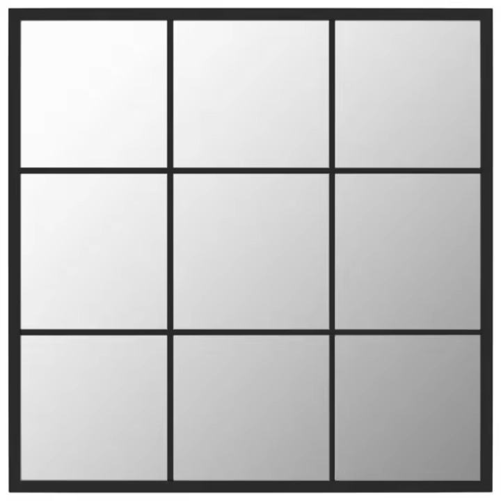 Espejo de pared metal Negro 60x60 cm, Espejo de maquillaje - 1