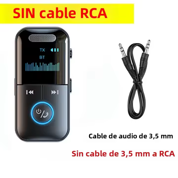 VIKEFON Receptor Transmisor Bluetooth 5.4 Adaptador De Audio Wireless Con Micrófono Y Pantalla Digital HiFi 3.5mm AUX TF Card - 1