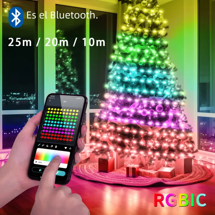 Luz De Hada RGBIC USB 5V 25/20/10M Con Control Remoto Y APP Bluetooth Para Decoración De Árbol De Navidad Y Guirnalda - 1