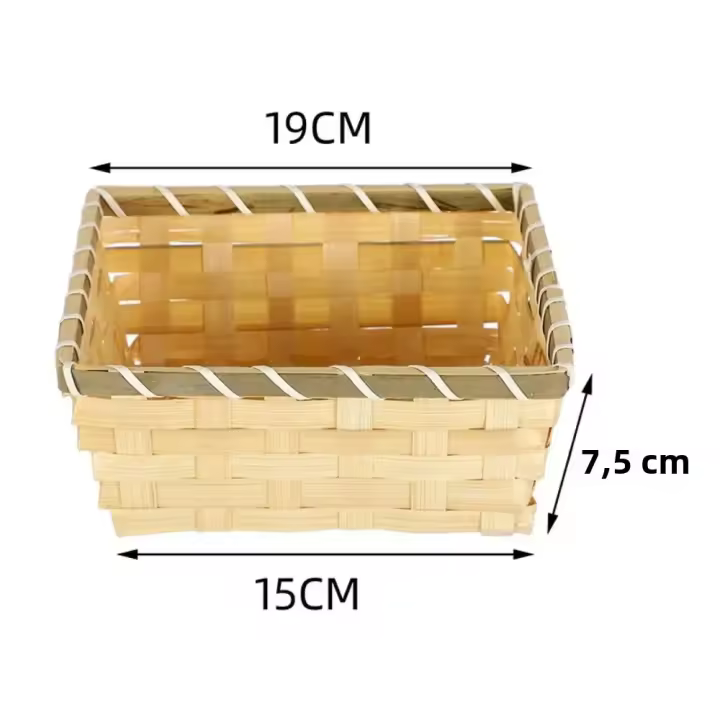 Cesta De Bambú Tejida En Color Natural Sencillo Para Pan Rectangular Hecha a Mano Cesta De Algodón Para Exposición En Hogar Y Tienda - 1