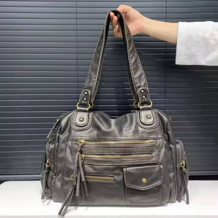 Bolso Bandolera De Cuero Vintage Para Mujer Estilo Y2K Con Múltiples Bolsillos Y Gran Capacidad Bolso De Motociclista - 1