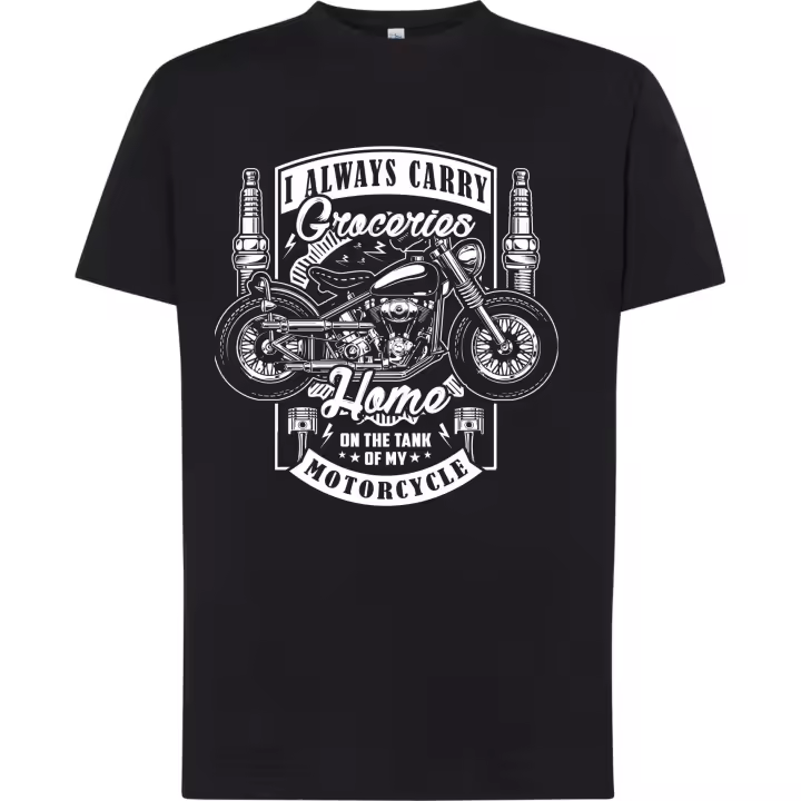 Camiseta I always carry gorceries home in the tank of my motorcycle - 1