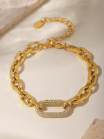 Collar de Cadena Gruesa de Maple inoxidable juego de pulsera collar Oval de ZIRCON simple en forma de O para Mujeres - details 10