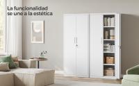 SONGMICS Armario de Almacenamiento de Acero, Armario Multiuso, con 5 Baldas Ajustables, Puertas Dobles, Cerradura, Armaio de Herramientas, para Garaje, Estudio, Blanco Grisáceo - details 0