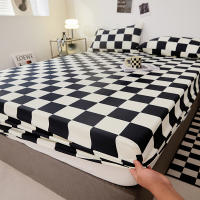 Sábana Ajustable Reina Talla Con Banda Elástica Cubierta De Mátress Negro Y Blanco Sábana De Alta Calidad Sábana Tat 40TC Plaid - details 4