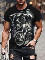 Camiseta De Motociclista 2024 Para Hombres Estilo Vintage Con Impresión 3D Corta Cuello Redondo Oversize Moda De Calle Tejido Poliéster - details 21