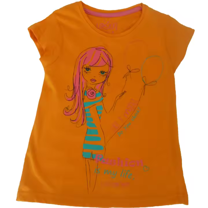 Camiseta Niña Manga Corta Losan Naranja Rosa  Verde 2 años 5 años 6 años 7 años 92 110 116 122 Algodón Verano - 1