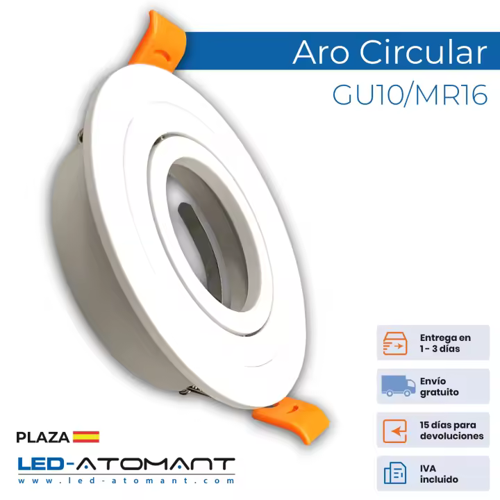 Aro de Aluminio circular para bombilla GU10/Dicroica basculante    LED ATOMANT - 1