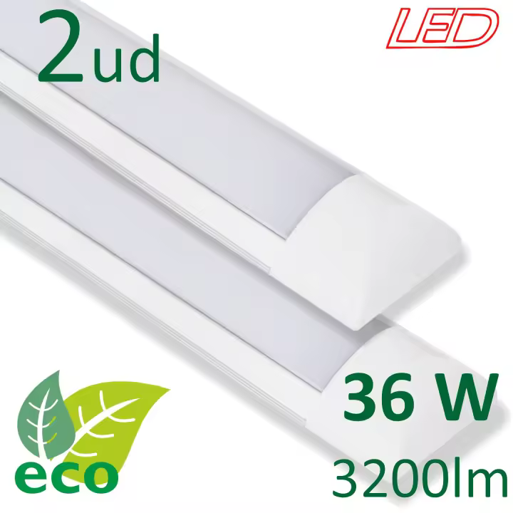 VZLED - Pack 2-5 uds pantalla LED 36W superficie lineal, Luminaria led 120 cm, Plafón techo led, Plafón cocina LED, Lámpara techo, Luz blanca 4000K y luz blanca fría 6500K - 1