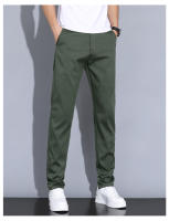 Pantalones Casuales Para Hombre Verano 2024 Elásticos Ajustados De Cintura Media Color Sólido Talla 28-38 Ropa De Marca Coffee - details 4