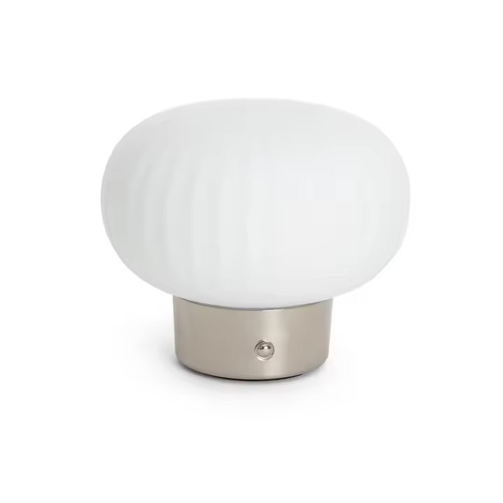 Ledkia Lámpara de Mesa LED Metal Portátil Exterior con Batería USB Recargable Aluzna Níquel - 1