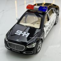 Modelo De Coche De Aleación 1/32 S680 Policial Con Luz Y Sonido Función Retroceso Pull Toy Para Niño Colección Regalos Metal Diecast Negro Blanco - details 1