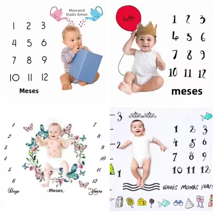 Mantel De Fotografía Para Bebés Recién Nacidos Accesorios De Fotografía Niño Y Niña Calendario De Logros Infantiles Material Suave Para Juegos Y Fotos - 1