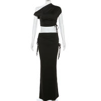 Conjunto De Dos Piezas Verano Vestido Bandage Bodycon Para Mujer Y2K Streetwear Top Corto Y Falda Larga Maxi Conjunto a Juego - details 9