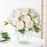 Flores Artificiales De Seda Blanca Peonía Para Decoración De Hogar Vaso Navidad Boda Fiesta Accesorios De Aro De Navidad - details 10