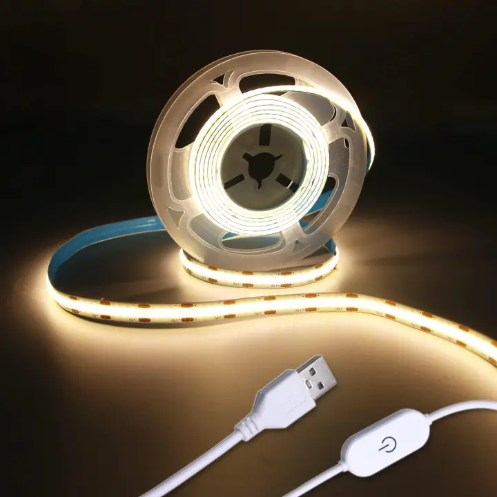 Tira De LED USB 1M-5M 5V 320LEDs/M Sensor Táctil COB Luz De Ambiente Dimmable Para TV Espejo Cocina Habitación Iluminación Nocturna DIY - 1