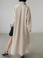 Camisa De Punto De Algodón Y Lino Para Mujer Moda Verano Elegante Cardigan Irregular Suéter De Manga Larga Cierre Único - details 3
