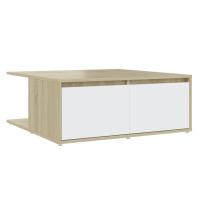 Mesa de Centro Vidaxl de Madera Contrachapada 80x80x31 Cm Blanco - details 1