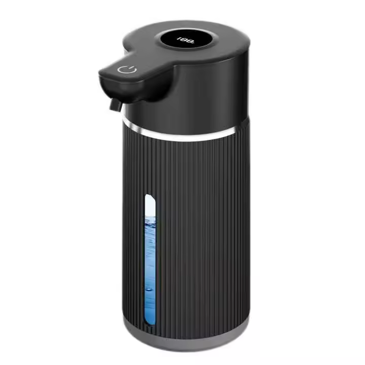 Dispensador automático de jabón sin contacto, dispensador de jabón de manos para cocina y baño, volumen ajustable para líquidos gruesos y finos, recargable por USB C, sin obstrucciones, negro - 1