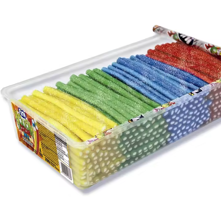 Fini Rellenitos 4 Colores Azucar Regaliz Relleno  Estuche 200 Uds  Dulces de Alta Calidad  Diversión Asegurada - 1