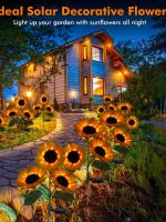 1pc Luz De Girasol Solar Con 3 Cabezas Palillo De Jardín Decorativo Impermeable LED Para Patio Jardín Yard - details 3