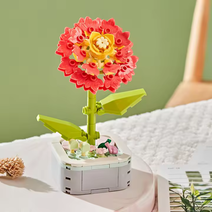 Bloques de construcción de flores, flores preservadas, 10328, rosa, regalo del Día de San Valentín, ramo romántico, juego de montaje - 1