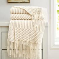 Manta Bohemia Blanca Texturizada Grande Tejida Vintage Lujo Para Cama Sofá Cubierta De Manta De Algodón Acrílico 100% - details 2