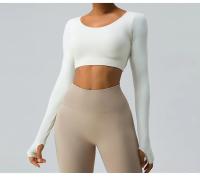 Top Deportivo De Manga Larga Para Mujer Sexy Cruzado En La Espalda Rápido Secado Yoga Gimnasio Entrenamiento Crop Top Casual - details 19
