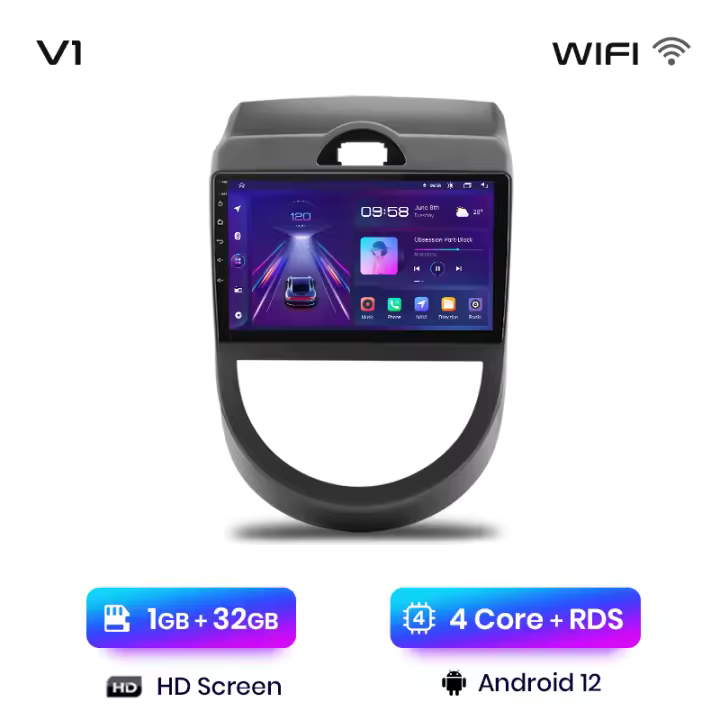 Junsun Android 13 Radio Coche para Kia Soul AM 2008 2009 2010 2011 Inalámbrico CarPlay Android Auto AI Voice 2 din Pantalla Coche Android Auto Multimedia Navegación GPS Auto radio - 1