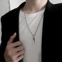 Collar De Acero Titánico Para Hombres Estilo Japonés Y Coreano Minimalista Con Medalla Personalizada Camiseta Unica - details 0