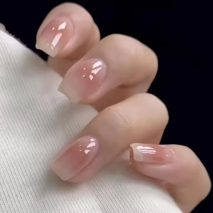 24PCS Uñas Postizas Cortas En Estilo Francés Uñas De Artesanía Pequeñas Y Frescas Para Parejas Salidas Al Aire Libre Y Fiestas De Potluck - 1