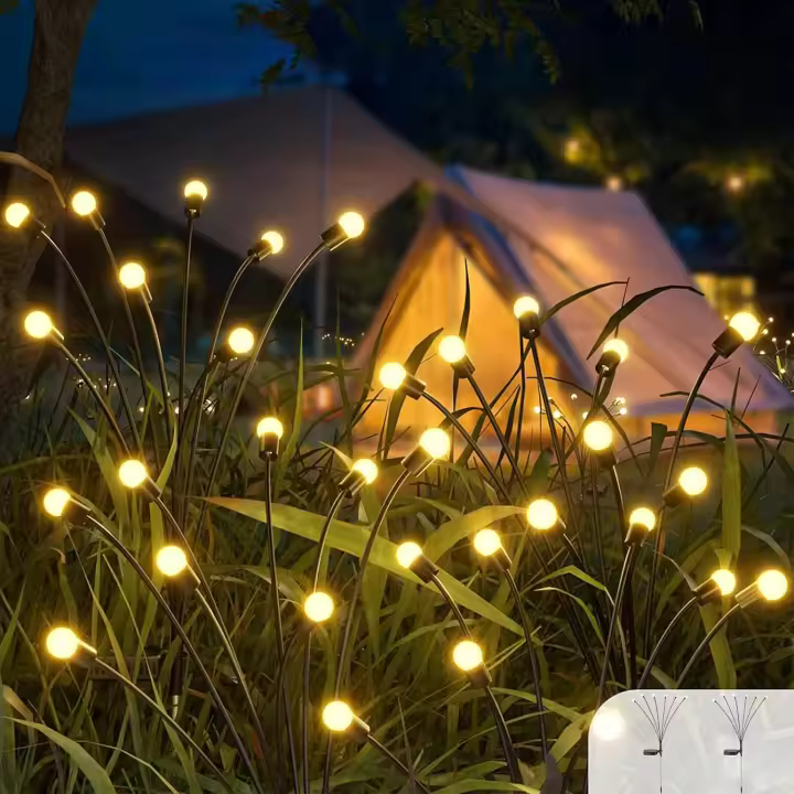 Luces Solares Decorativas Al Aire Libre - 2 Piezas 6 LED - Jardín - Impermeables - Luciérnagas Solares - 1