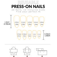 24PCS Uñas Postizas De Forma De Dátil Con Borde Francés Blanco Elegantes Y Modernas Para Mujeres Uñas Postizas De Alta Calidad Para Fiestas Y Uso Diario - details 1