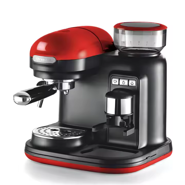 CAFETERA ESPRESSO MODERNA CON MOLINILLO DE CAFÉ INTEGRADO ROJA ARIETE - 1