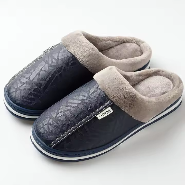 Zapatillas De Casa Para Hombre Antideslizantes Y Repelentes De Agua Suaves Y Adecuadas Para El Invierno Zapatos De Interior - 1
