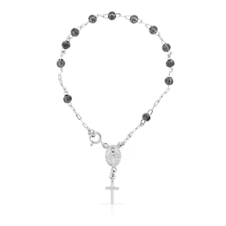 FIRENZE SILVER Pulsera Rosario de Plata de Ley 925  con cuentas 0,2x0,2x17 Cm. - 1