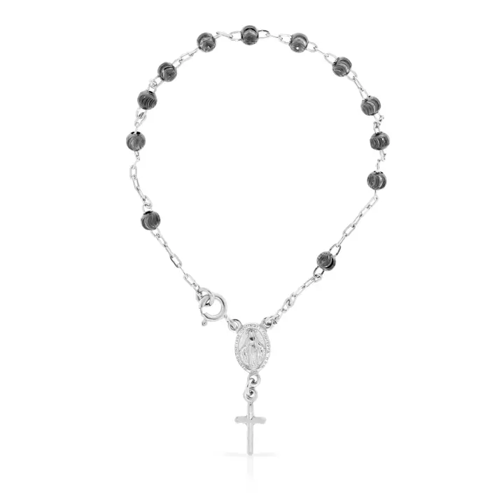 FIRENZE SILVER Pulsera Rosario de Plata de Ley 925  con cuentas 0,2x0,2x17 Cm. - 1