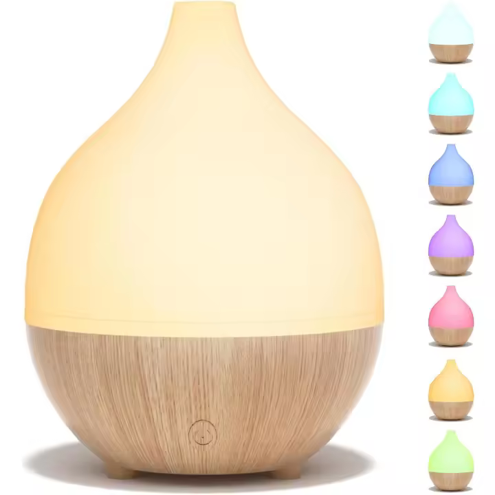 100mL Difusor de Aceites Esenciales, Pequeño Difusor de Aromaterapia con 8 Colores, Humidificador con Luces Blancos Cálidas, Luz de noche para Bebés, Difusor Ultrasónico para Casa - 1