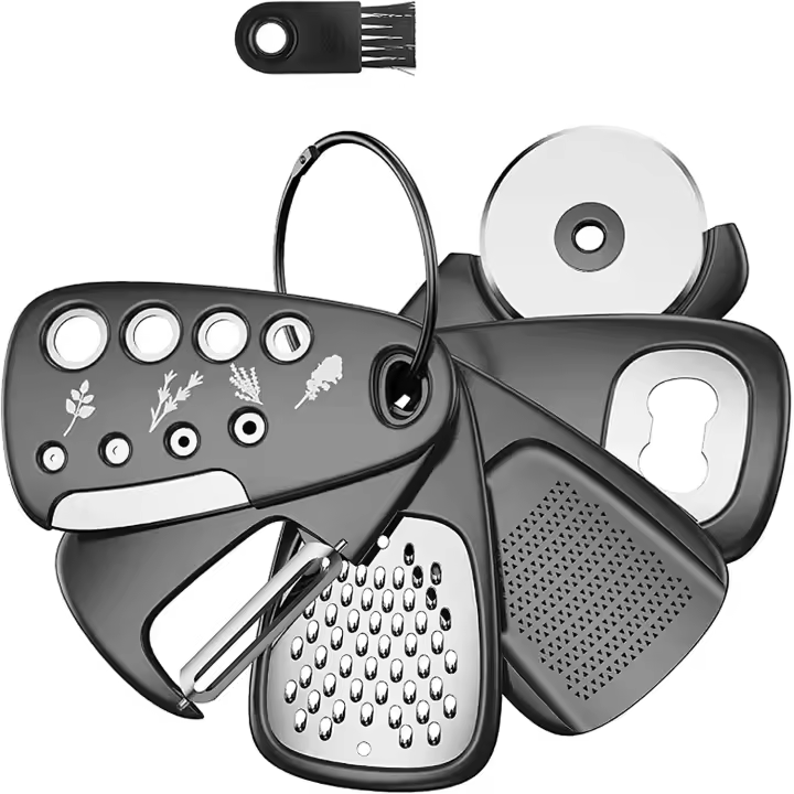 Utensilios de cocina portátiles 6 en 1, juego de utensilios de cocina de acero inoxidable, accesorios de cocina para RV, hogar, camping - 1