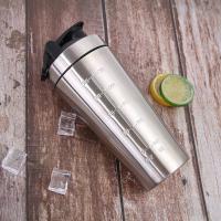 Botella De Proteína De Acero Inoxidable 500/750ml a Prueba De Fugas Para Gimnasio Y Fitness Con Escala Y Mezclador Para Batidos De Leche En Polvo - details 12