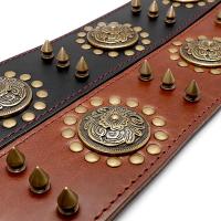 Correa Grande De Cuero Genuino Para Perros Medianos Y Grandes Con Espinas Y Aros Resistente Y Duradera Color Marrón - details 5