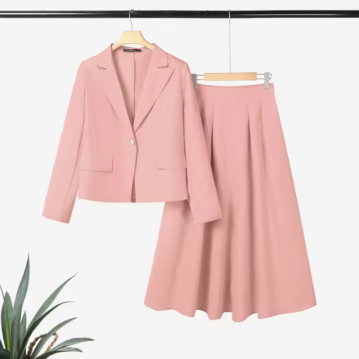 ZANZEA Traje De Mujer Elegante De Otoño 2025 Con Blazer De Manga Larga Y Vestido 2 Piezas Moda Trasero Elegante Oficina OL - 1
