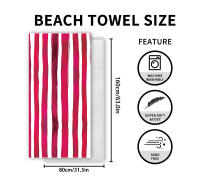 Toalla de playa a rayas con protección solar, toalla de playa de microfibra estampada para acampar, toalla de baño de secado rápido para nadar, toalla absorbente - details 3
