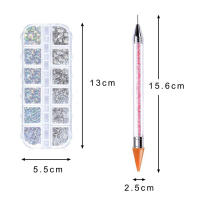 Kit De Decoración De Uñas Con 2 Cajas De Rhinestones De Cristal Flatback Y Gemas De Brillo Accesorios Con Pinzas Y Pluma De Selección Para Arte De Uñas - details 1